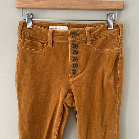 ❄️PILCRO Anthropologie Mustard Yellow Corduroy Button Fly Cropped Skinny Jeans - Picture 4 of 6